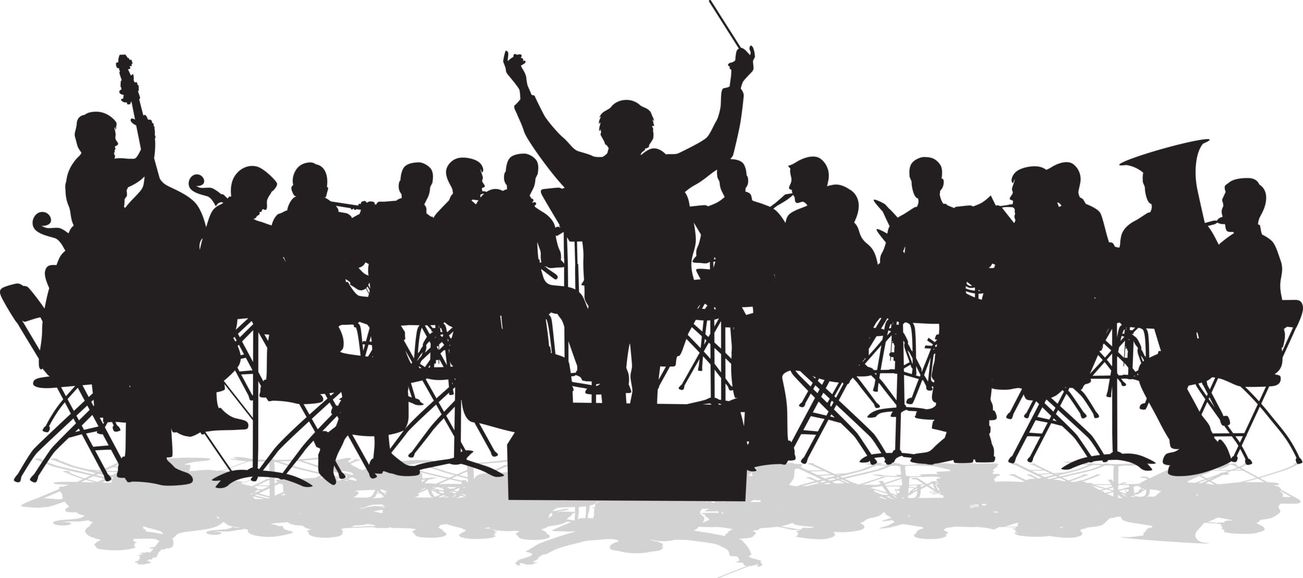 illustration of conductor and orchestra