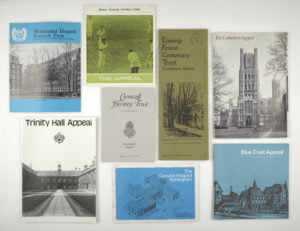Examples of fundraising literature from past decades